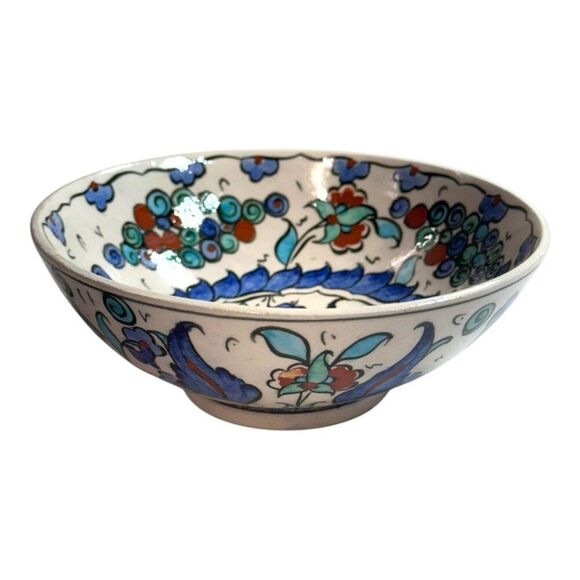 Handmade Kutahya Turkey Turkish Iznik Carnation Floral Pattern Ceramic Cini Bowl - Picture 1 of 6